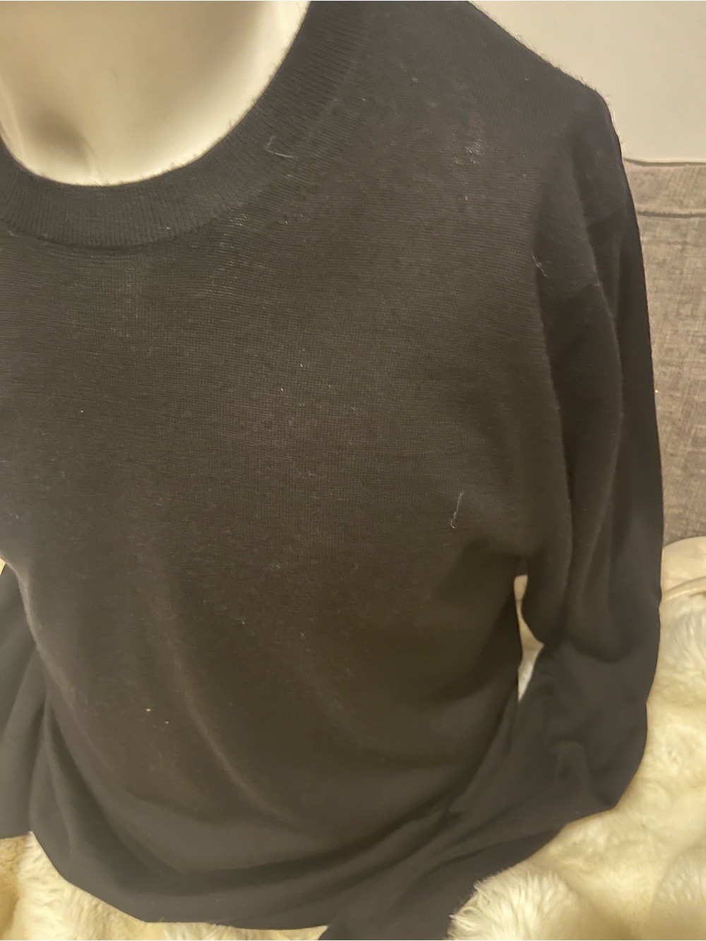 VINCE Black NEW Merino Wool Crewneck Sweater, LUXURY Knit ORIG $194+! - Picture 4 of 6